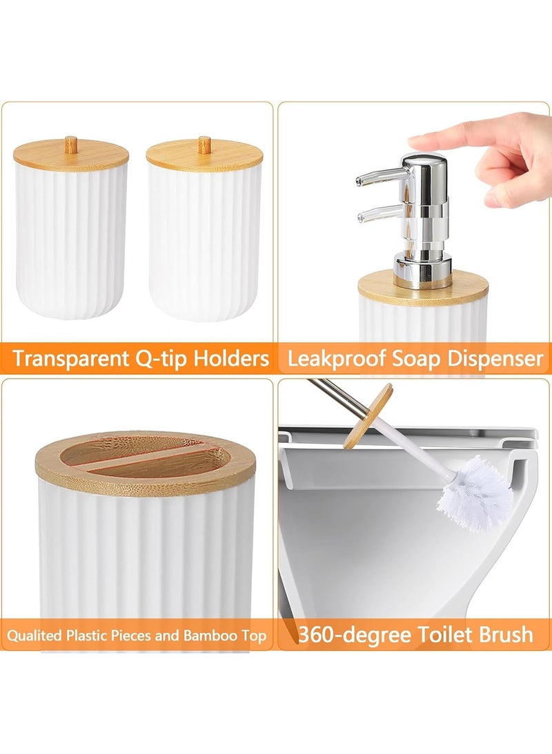 DUNISO 6 Pcs Bathroom Accessories Set,Household Toiletries Set,Sturdy and Durable,with Garbage can, Soap Dish, Toilet Brush, Mouthwash Cup, Lotion Bottle, Toothbrush Holder,Suitable for Family and Travel Use - Image 3